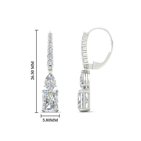 Radiant And Pear Cut Diamond Dangle Drop Earrings