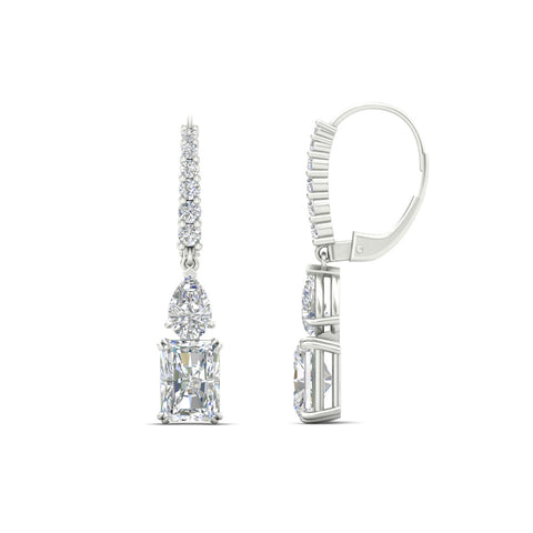 Radiant And Pear Cut Diamond Dangle Drop Earrings