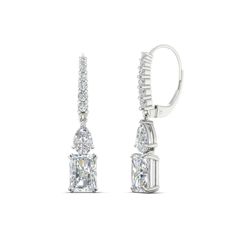 Radiant And Pear Cut Diamond Dangle Drop Earrings