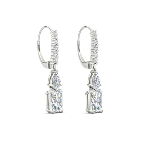 Radiant And Pear Cut Diamond Dangle Drop Earrings