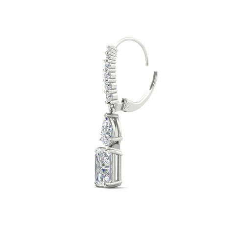 Radiant And Pear Cut Diamond Dangle Drop Earrings