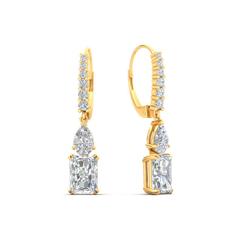 Radiant And Pear Cut Diamond Dangle Drop Earrings