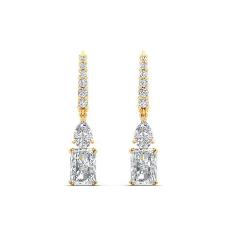 Radiant And Pear Cut Diamond Dangle Drop Earrings