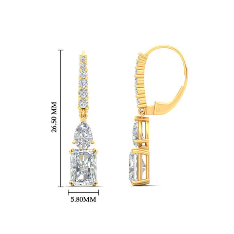 Radiant And Pear Cut Diamond Dangle Drop Earrings
