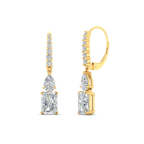 Radiant And Pear Cut Diamond Dangle Drop Earrings