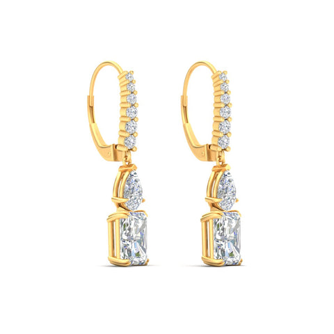 Radiant And Pear Cut Diamond Dangle Drop Earrings