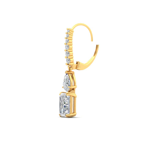 Radiant And Pear Cut Diamond Dangle Drop Earrings