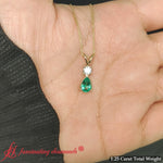 Load image into Gallery viewer, pear-and-round-2-stone-pendant-with-emerald-in-14k-yellow-gold-fdpd10940-9
