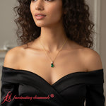 Load image into Gallery viewer, pear-and-round-2-stone-pendant-with-emerald-in-14k-yellow-gold-fdpd10940-model
