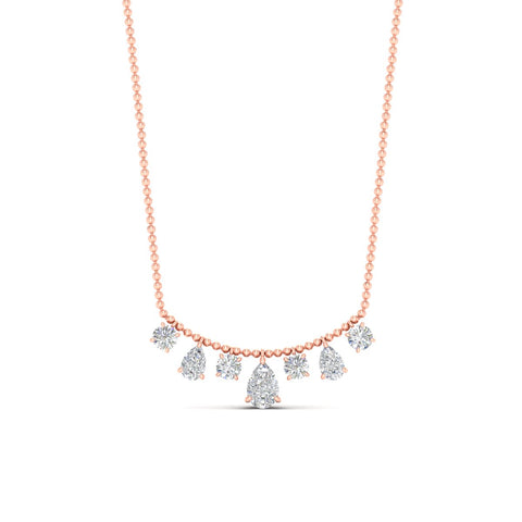 Pear And Round Diamond Drop Necklace