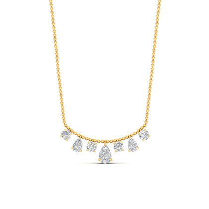 Pear And Round Diamond Drop Necklace