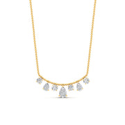 Pear And Round Diamond Drop Necklace