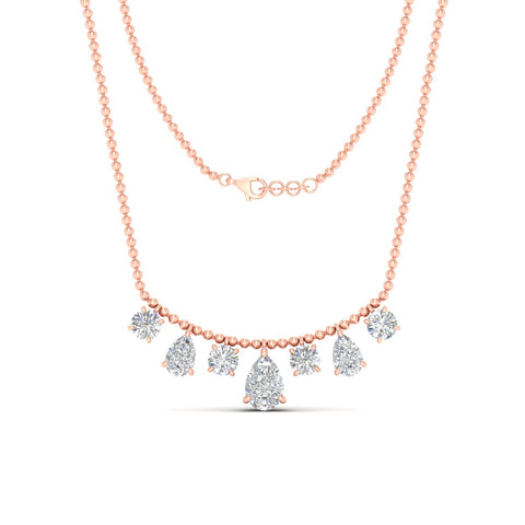Pear And Round Diamond Drop Necklace