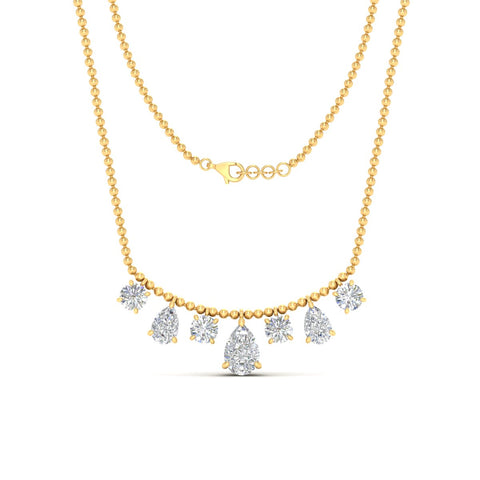 Pear And Round Diamond Drop Necklace