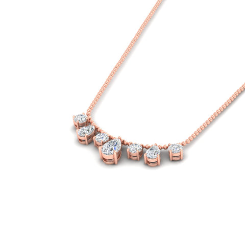 Pear And Round Diamond Drop Necklace
