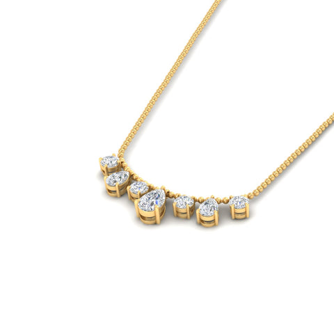 Pear And Round Diamond Drop Necklace