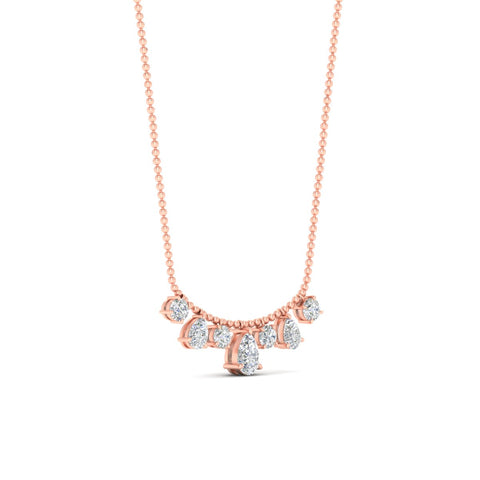 Pear And Round Diamond Drop Necklace