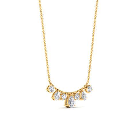 Pear And Round Diamond Drop Necklace
