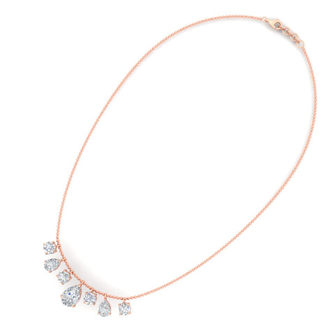 Pear And Round Diamond Drop Necklace