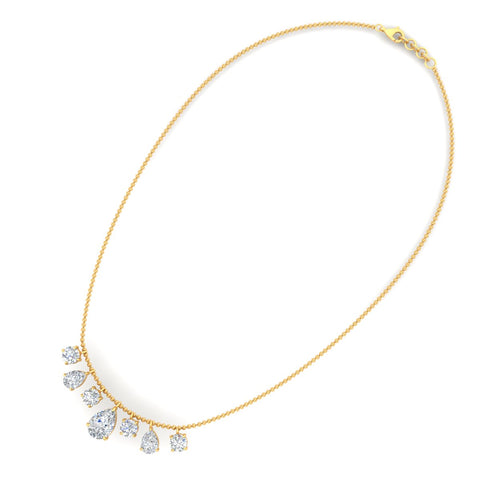 Pear And Round Diamond Drop Necklace