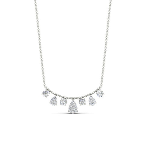 Pear And Round Diamond Drop Necklace