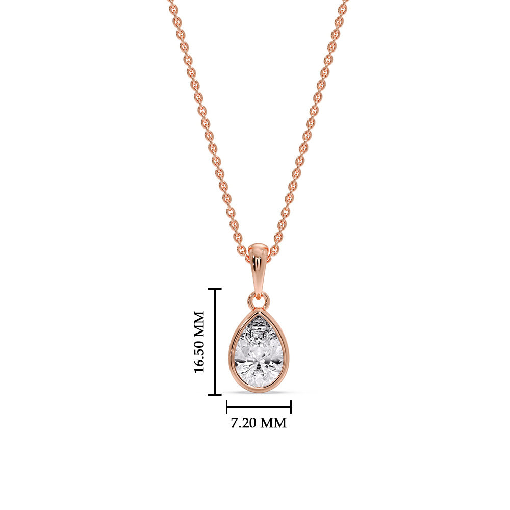 Bezel Pear Water Drop Solitaire Pendant