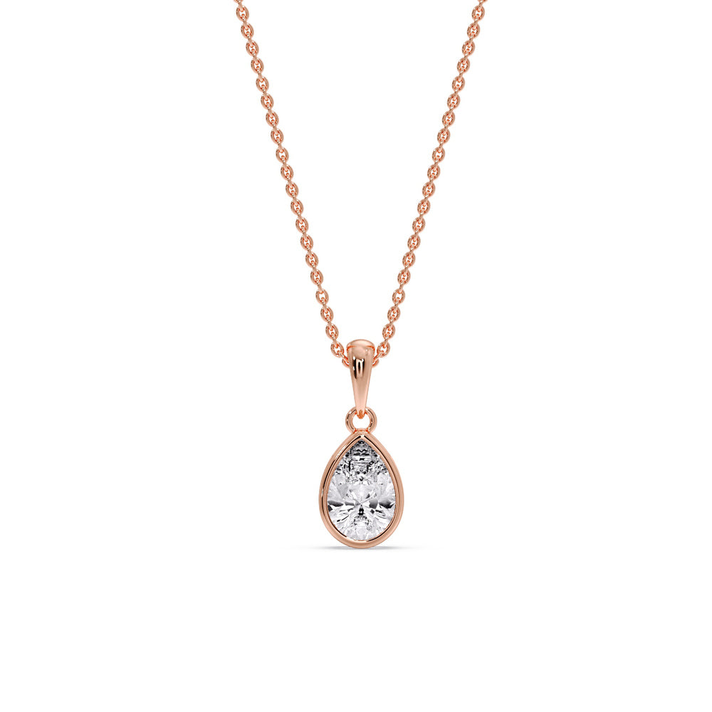 Bezel Pear Water Drop Solitaire Pendant
