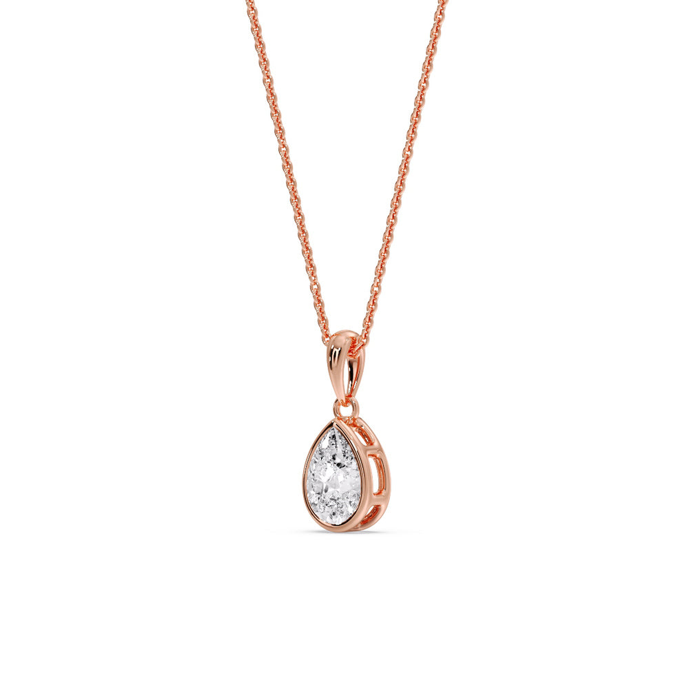 Bezel Pear Water Drop Solitaire Pendant