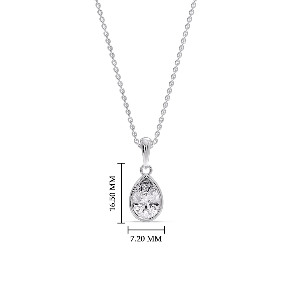 Bezel Pear Water Drop Solitaire Pendant