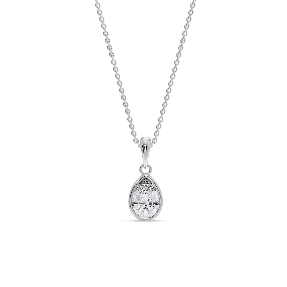 Bezel Pear Water Drop Solitaire Pendant