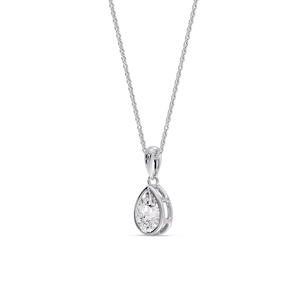 Bezel Pear Water Drop Solitaire Pendant