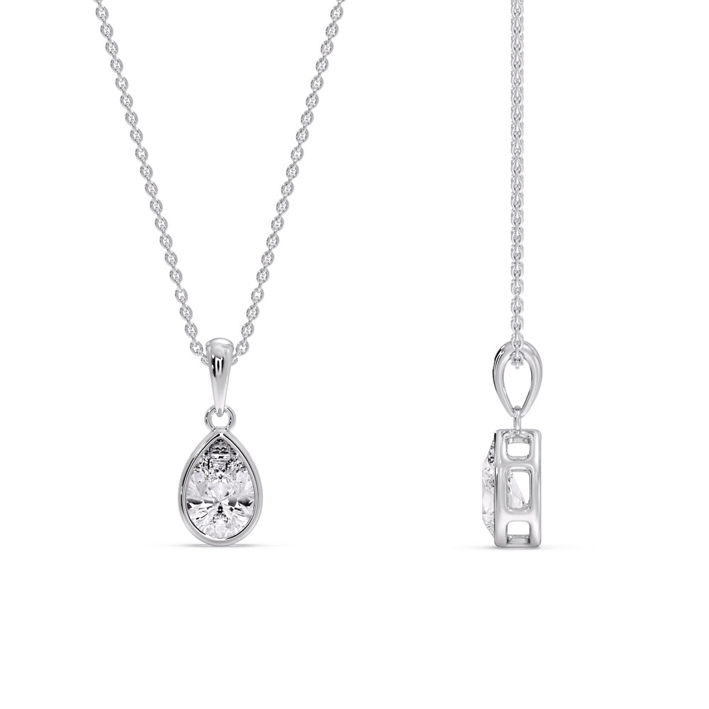 Bezel Pear Water Drop Solitaire Pendant