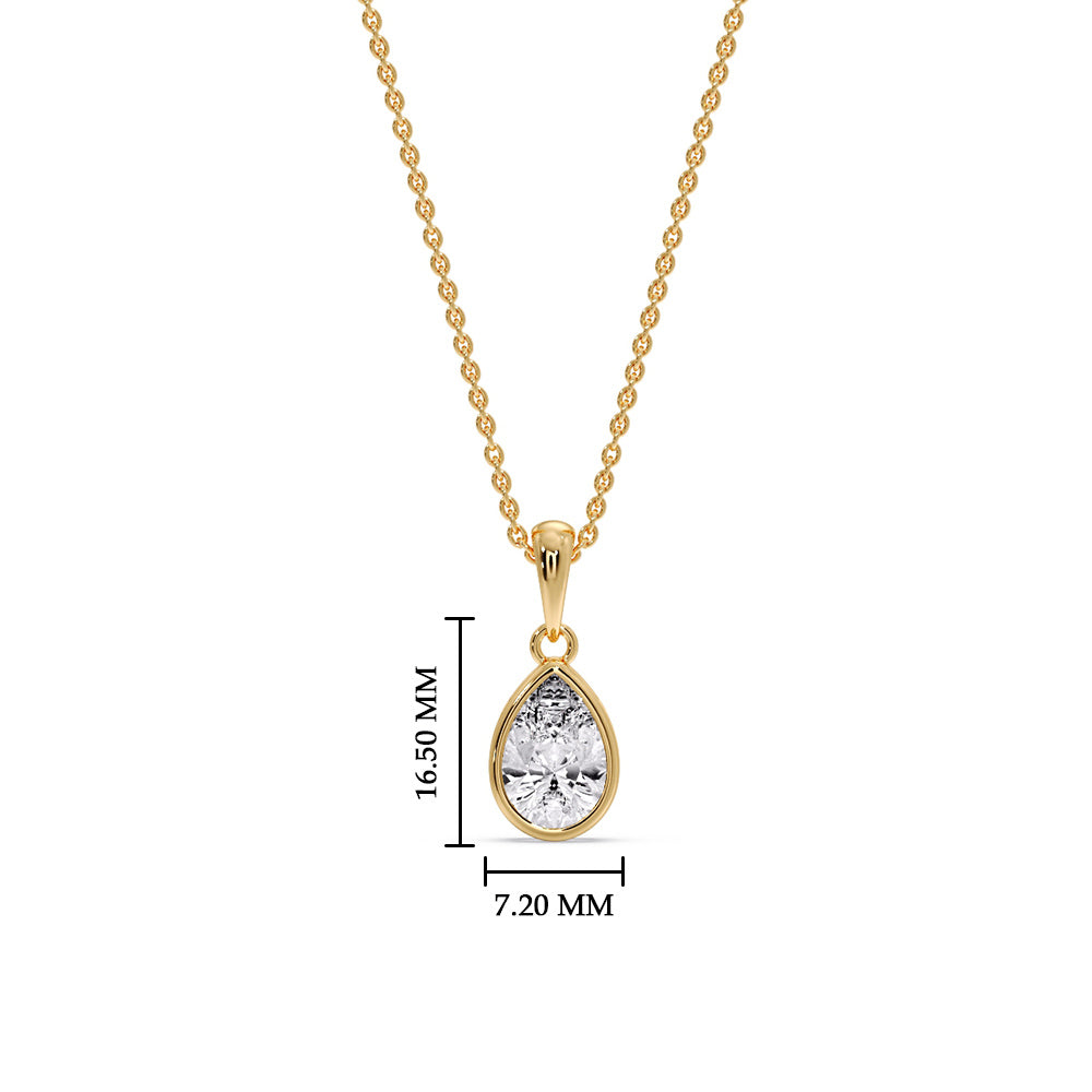 Bezel Pear Water Drop Solitaire Pendant