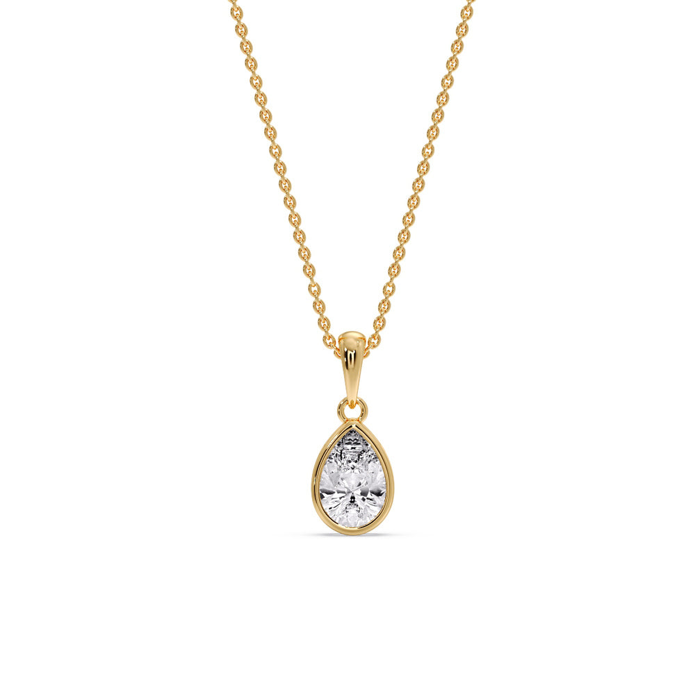 Bezel Pear Water Drop Solitaire Pendant