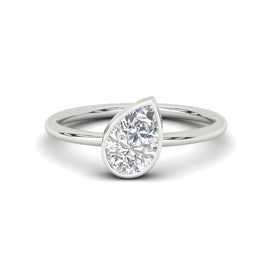 Pear Shaped Bezel Solitaire Engagement Ring