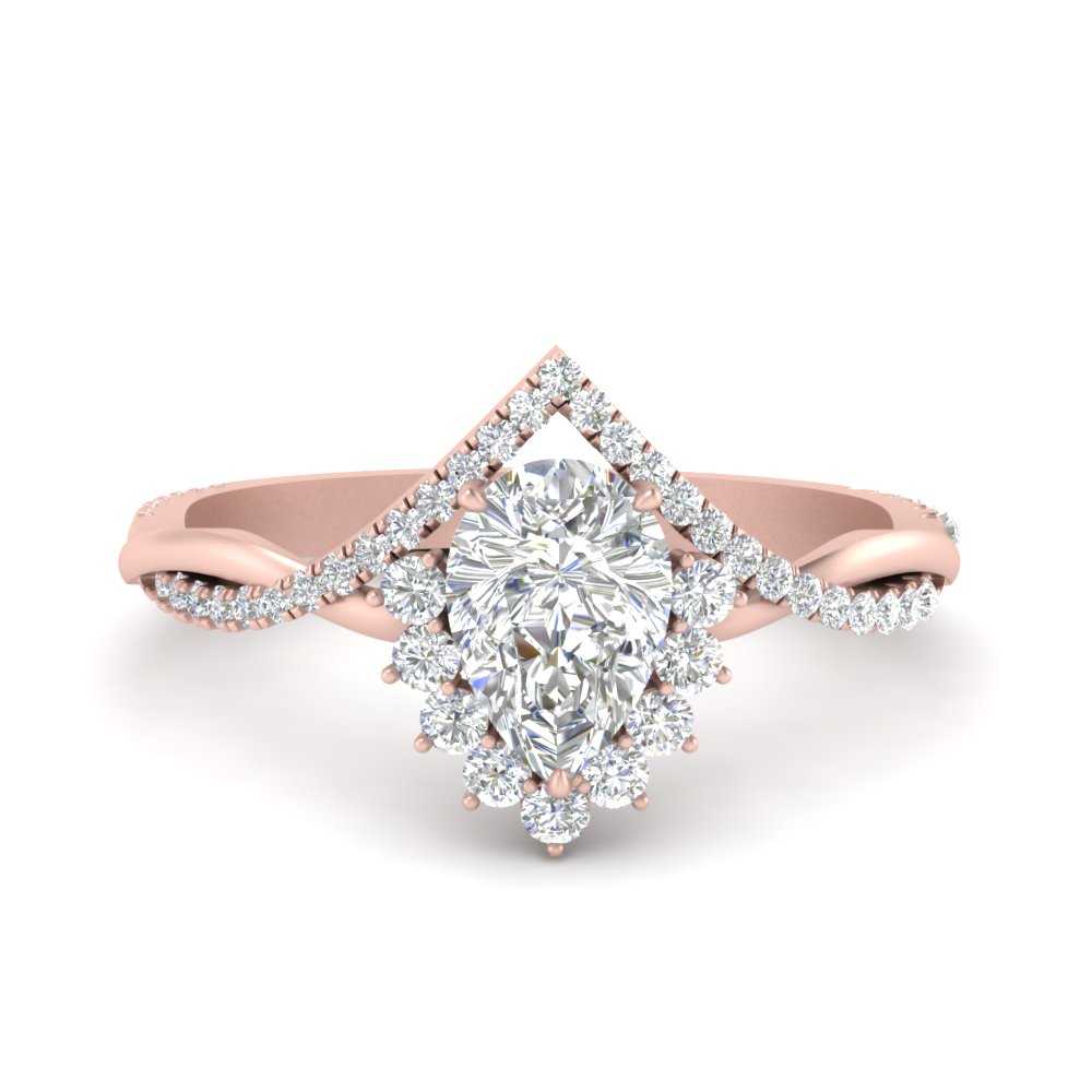Pear Crown Halo Engagement Ring