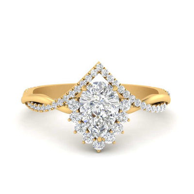 Pear Crown Halo Diamond Engagement Ring