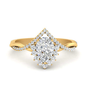 Pear Crown Halo Diamond Engagement Ring