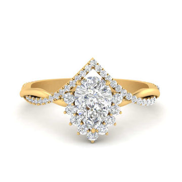 Pear Crown Halo Engagement Ring