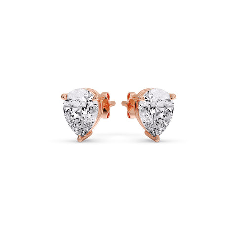 One Carat Diamond Pear Cut 3 Prong Earring