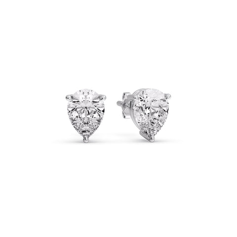 One Carat Diamond Pear Cut 3 Prong Earring