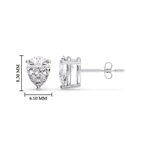 One Carat Diamond Pear Cut 3 Prong Earring