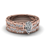 Load image into Gallery viewer, pear-cut-antique-filigree-wedding-ring-set-in-rose-gold-FDENS3543PE-NL-RG