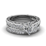 Load image into Gallery viewer, pear-cut-antique-filigree-wedding-ring-set-in-white-gold-FDENS3543PE-NL-WG