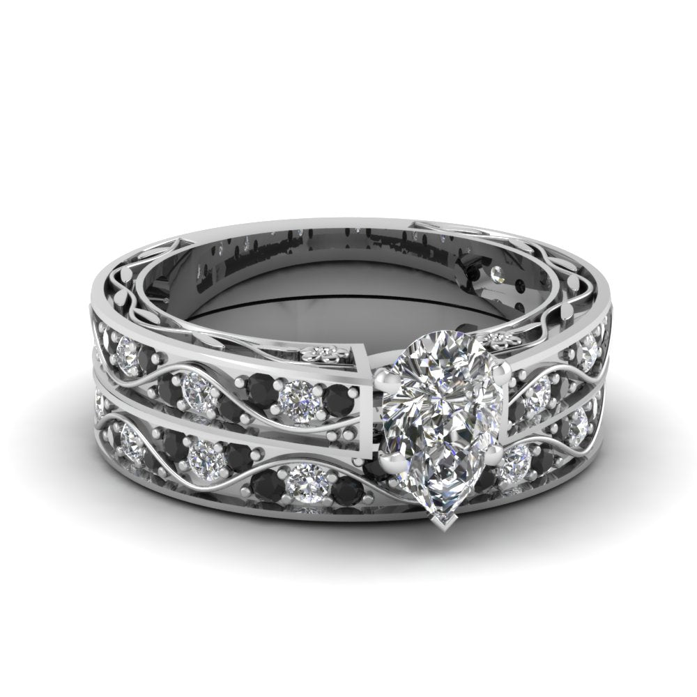 pear-cut-antique-filigree-wedding-ring-set-with-black-diamond-in-white-gold-FDENS3543PEGBLACK-NL-WG