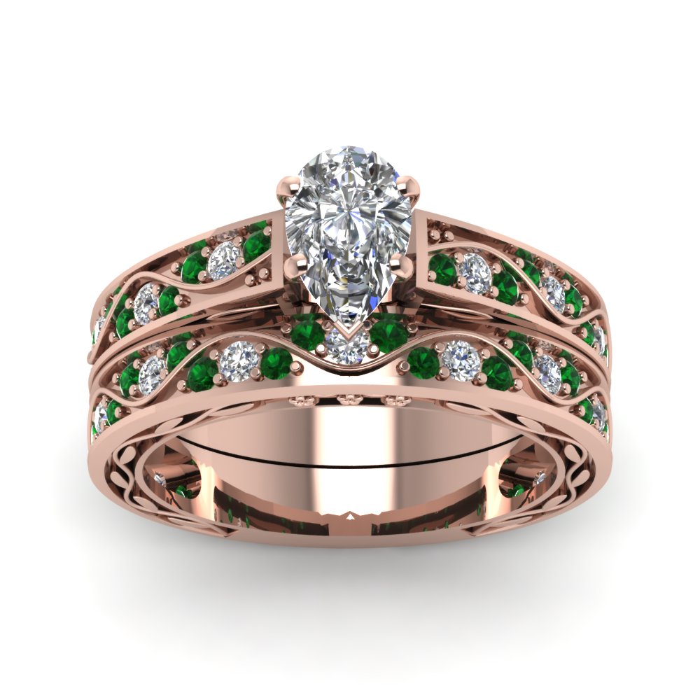 pear-cut-antique-filigree-wedding-ring-set-with-emerald-in-rose-gold-FDENS3543PEGEMGRANGLE5-NL-RG