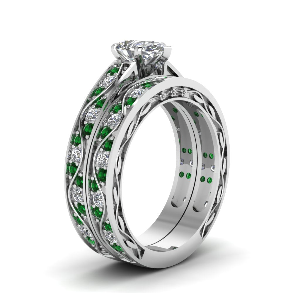 pear-cut-antique-filigree-wedding-ring-set-with-emerald-in-white-gold-FDENS3543PEGEMGRANGLE2-NL-WG