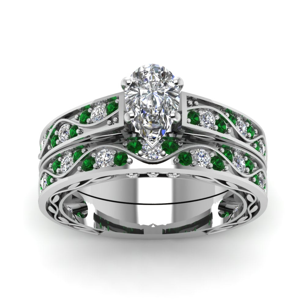 pear-cut-antique-filigree-wedding-ring-set-with-emerald-in-white-gold-FDENS3543PEGEMGRANGLE5-NL-WG