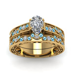 Load image into Gallery viewer, pear-cut-antique-filigree-wedding-ring-set-with-ice-blue-topaz-in-yellow-gold-FDENS3543PEGICBLTOANGLE5-NL-YG