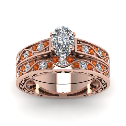 pear-cut-antique-filigree-wedding-ring-set-with-orange-sapphire-in-rose-gold-FDENS3543PEGSAORANGLE5-NL-RG